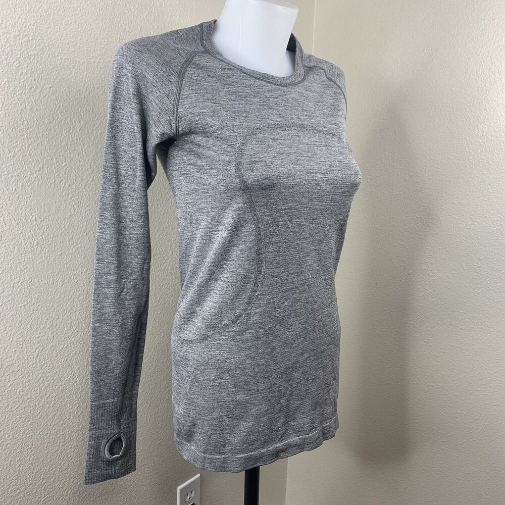 Lululemon Swiftly Tech Long Sleeve Crew Sparkle Shimmer Grey Silver Sz 8